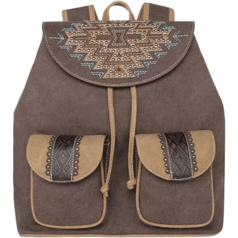 Cowhide Leather Backpack-Montana West Aztec Leather Backpack